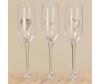 Комплект 3 чаши за шампанско Champagne Heart 250 мл