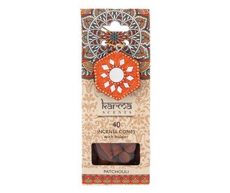 Set 40 dišečih stožcev in držala Karma Patchouli