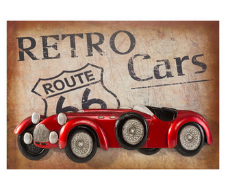 Decoratiune de perete Eurofirany, Retro Car, metal imprimat, 57x80x6 cm