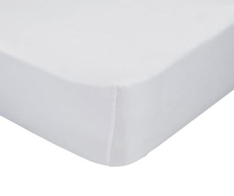 Cearsaf de pat cu elastic Basic, Basic White, bumbac percale, 90x200 cm