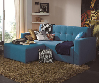 Set canapea 3 locuri si taburet Fancy Blue