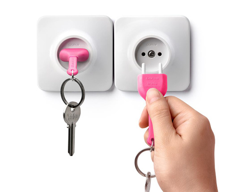 Sada kľúčenka a držiak na kľúče Unplug Pink