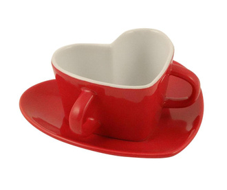 Set - skodelica in krožniček Heart Red