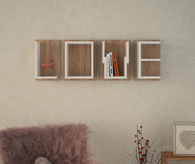 Love White Dark Oak 4 db Fali polc