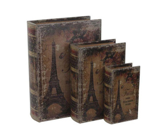 Set 3 škatel v obliki knjige Eiffel