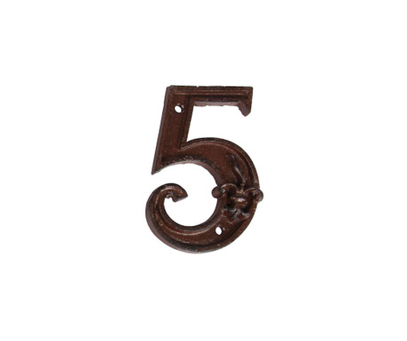 Numar pentru casa Esschert Design, Five, fonta cu invelis de vopsea cu aspect antichizat, 8x1 cm