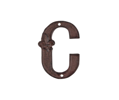Litera pentru casa Esschert Design, Brown C, fonta cu invelis de vopsea cu aspect antichizat, 13x9x1 cm