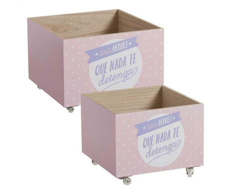 RESIGILAT Set 2 cutii pentru depozitare Little Heroes Pink