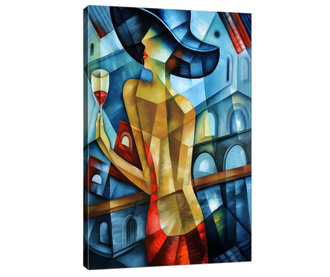 Tablou 3D Tablo Center, Lady in Red, canvas imprimat cu efect 3D din 100% bumbac, 50x70  cm