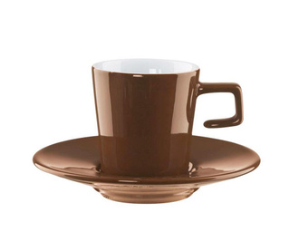 Set ceasca si farfurioara pentru espresso Caffeal Brown