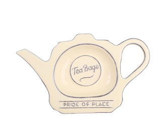 Suport pentru pliculete de ceai T&g Woodware, Pride Cream, ceramica, 17x10x2 cm