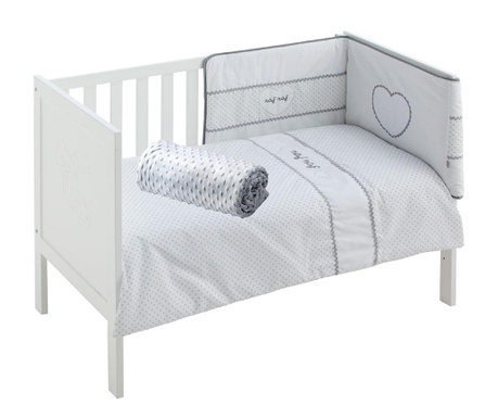 Комплект детско легло и аксесоари Heart Grey