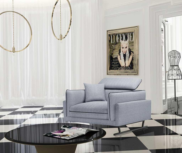 Fotoliu L'officiel Interiors, Giselle Grey Black, gri/negru, 110x102x94 cm