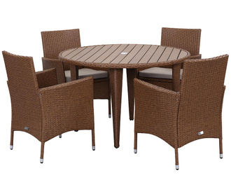 Malaga Toasted Almond Sand Kültéri asztal és 4 szék