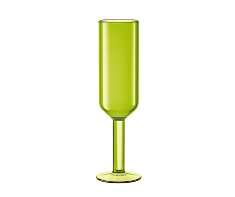 Pahar pentru sampanie Viceversa, The Good Times Green, plastic MS (metil-stiren metacrilat), verde, 160 ml