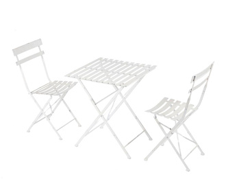 Комплект маса и 2 сгъваеми стола за екстериор Cristine White