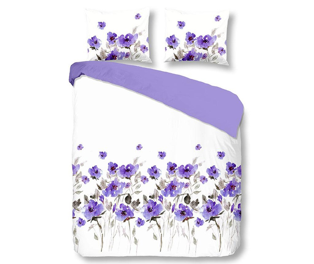 Set de pat King Ranforce Flowered Purple
