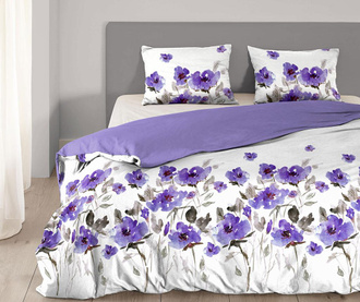 Set de pat King Ranforce Flowered Purple
