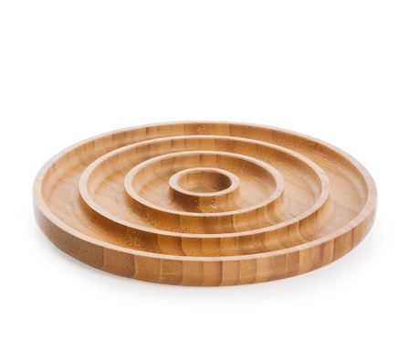 RESIGILAT Platou pentru aperitive Bambum, Snail Round, lemn de bambus, 22x22x2 cm