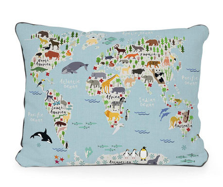 Ukrasni jastuk Animals Worldmaps 35x50 cm