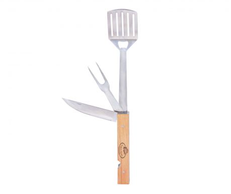 Ustensila 3 in 1 pentru gratar Esschert Design, BBQ Love