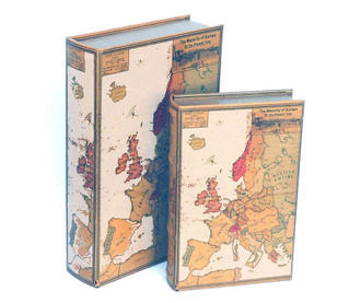 Set 2 cutii tip carte Bolzonella, Maps, MDF