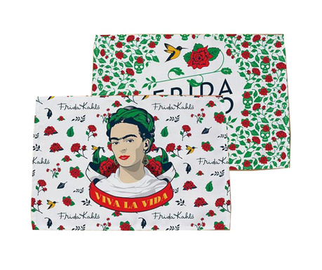 Set 2 suporturi farfurii Frida Kahlo, Frida, microfibra din poliester, 30x45 cm