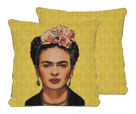 Frida Draw Yellow Díszpárna 45x45 cm