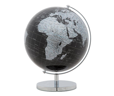 Decoratiune Mauro Ferretti, World Globe Black Silver, plastic, negru/gri argintiu