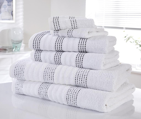 Zestaw 6 ręczników kąpielowych Spa White