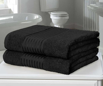 Set 2 kupaonska ručnika Windsor Black 90x140 cm