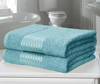 Set 2 kopalniških brisač Windsor Turquoise 90x140 cm