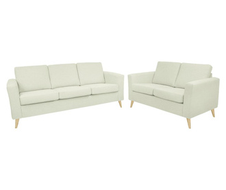 Set canapea 3 locuri si canapea 2 locuri Alex Beige Wooden Legs