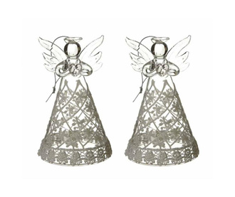 Set 2 visečih dekoracij Angels with Glitter Skirts