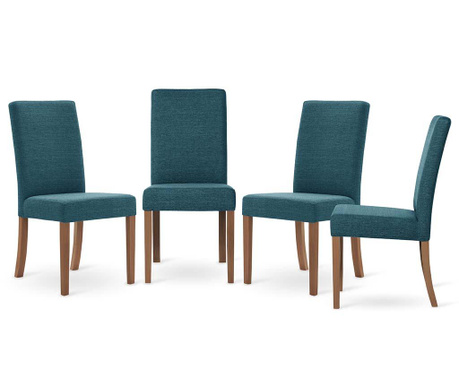 Set 4 scaune Ted Lapidus Maison, Tonka Brown Turquoise, turcoaz, 61x46x96 cm