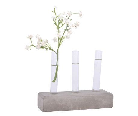 Set 3 vaze si suport Esschert Design, Hue, ciment, 12x15x5 cm