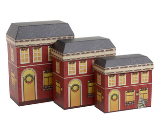 Комплект 3 кутии с капак House in Red