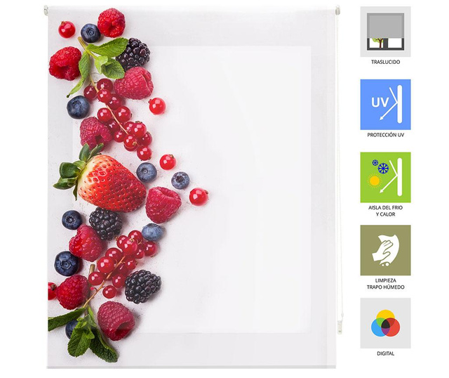 Jaluzea tip rulou Blindecor, Berry Much, poliester imprimat digital, 140x180 cm
