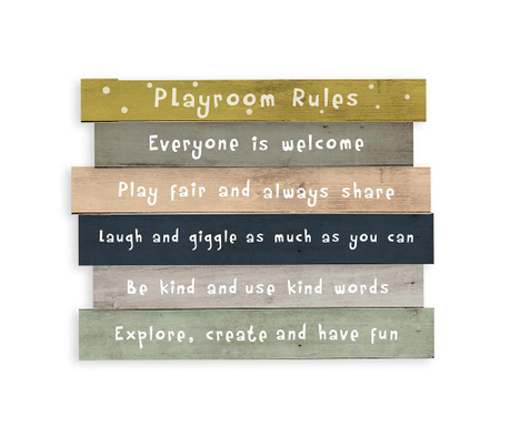 Nástenná dekorácia Playroom Rules 30x50 cm