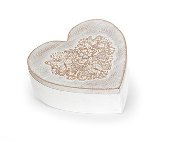 Cutie cu capac pentru bijuterii Disraeli, Flower Heart, lemn de paulownia