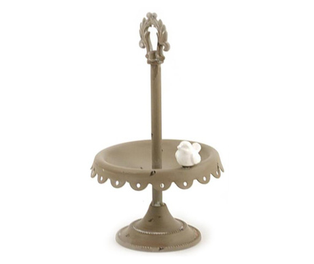 Platou decorativ cu picior Disraeli, Little Bird, metal, 15x15x15 cm