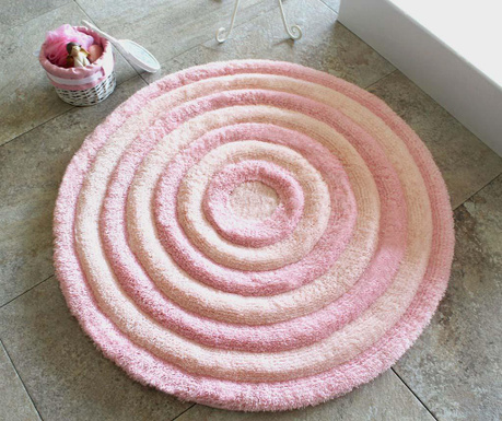 Covoras de baie Chilai Home, Alessia Powder, fibre acrilice antibacteriene, 90 cm, roz pudra
