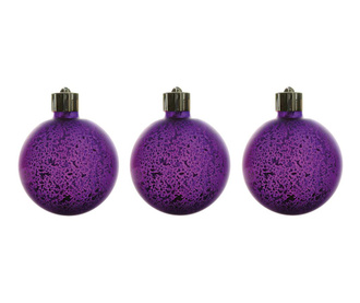 Set 3 globuri decorative luminoase Näve, Donell Purple, sticla, 8x8x10 cm, mov