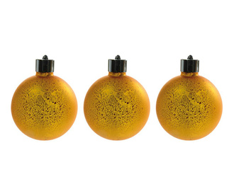 Set 3 globuri decorative luminoase Näve, Donell Gold, sticla, 8x8x10 cm, galben auriu