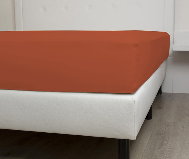 Cearsaf de pat cu elastic Satin Mecca Orange 90x200 cm