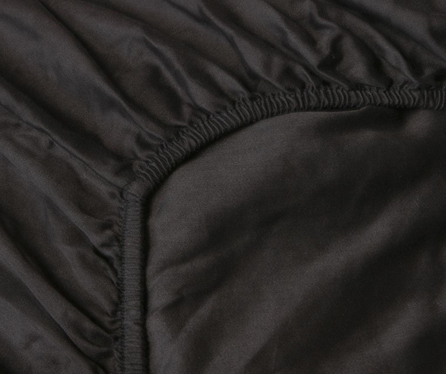 Долен чаршаф с ластик Satin Night Black 160x200 см