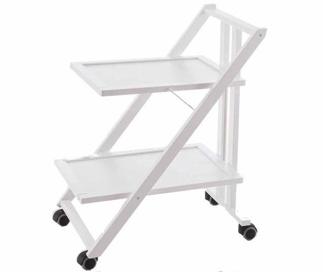 Carucior pliabil pentru servire Arredamenti Italia, Simpaty Off White, lemn masiv de fag, 64x45x79 cm, alb antic