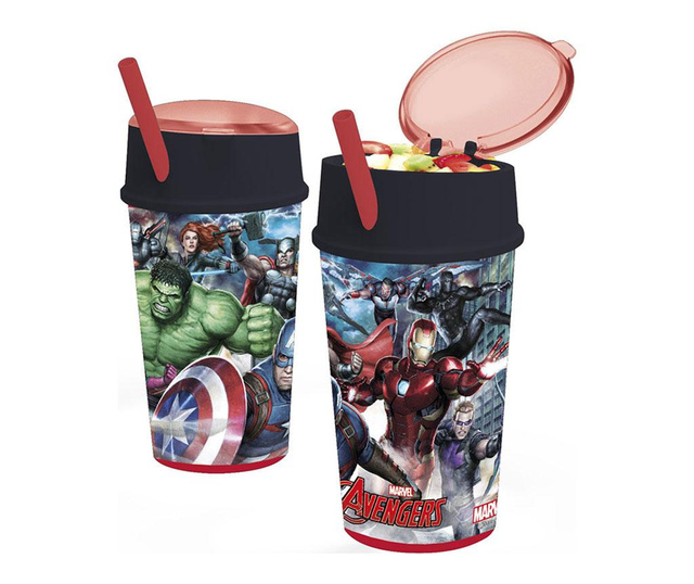 Чаша с капак и сламка Avengers Snack 400 мл