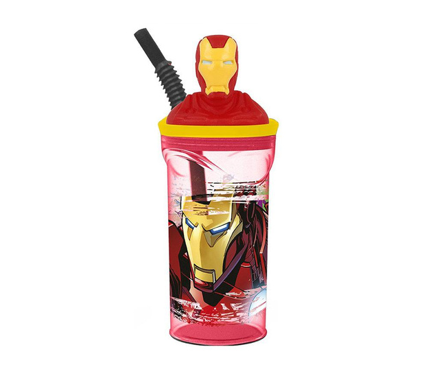 Iron Man Pohár fedővel és szívószállal 360 ml