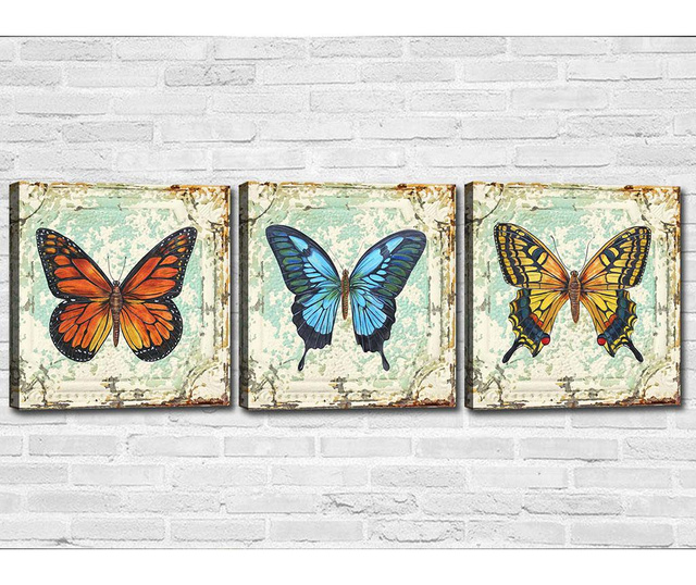 Set 3 slike Butterflies 30x30 cm